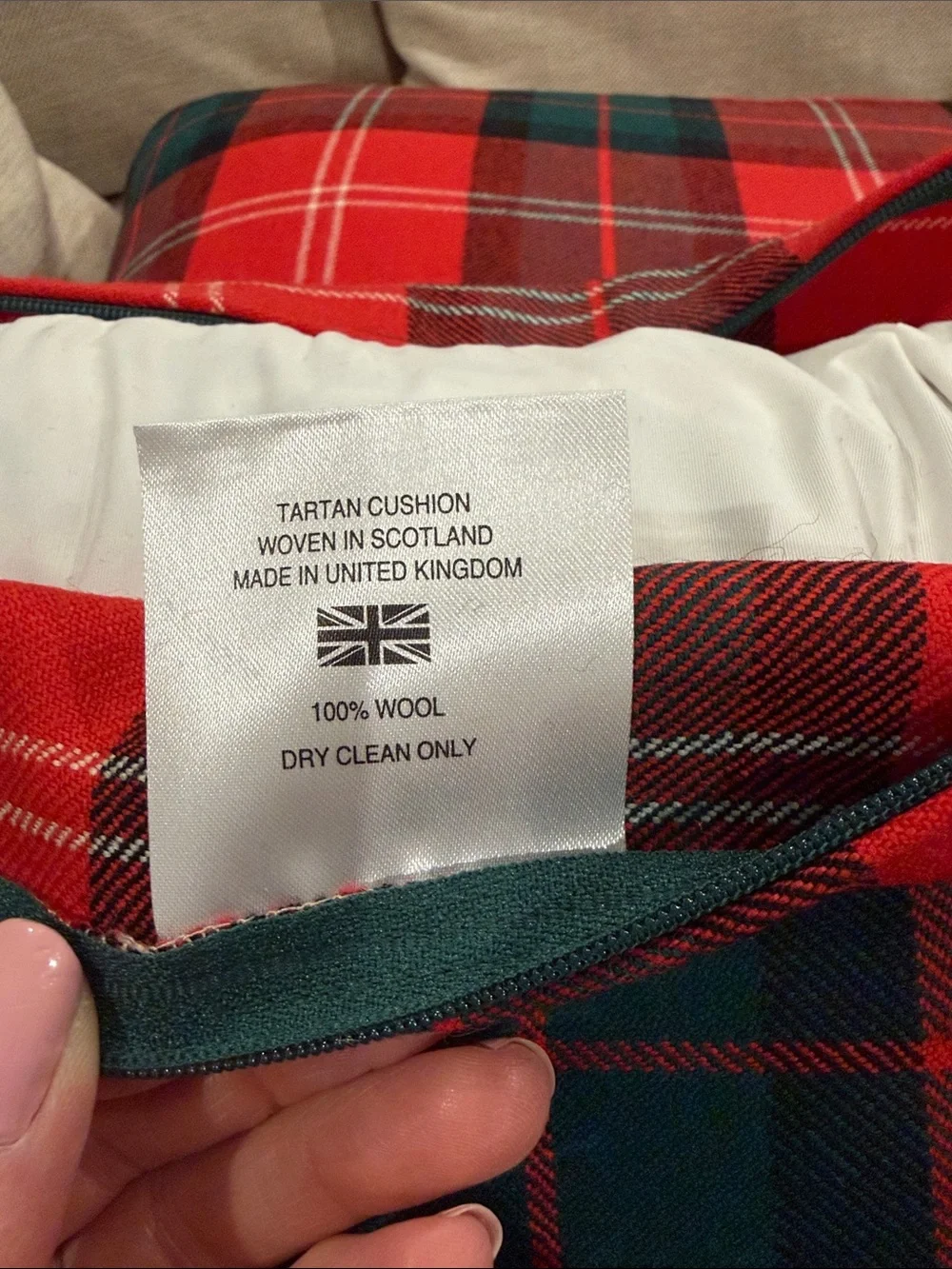Festive Red & Green Plaid Holiday Accent Pillow